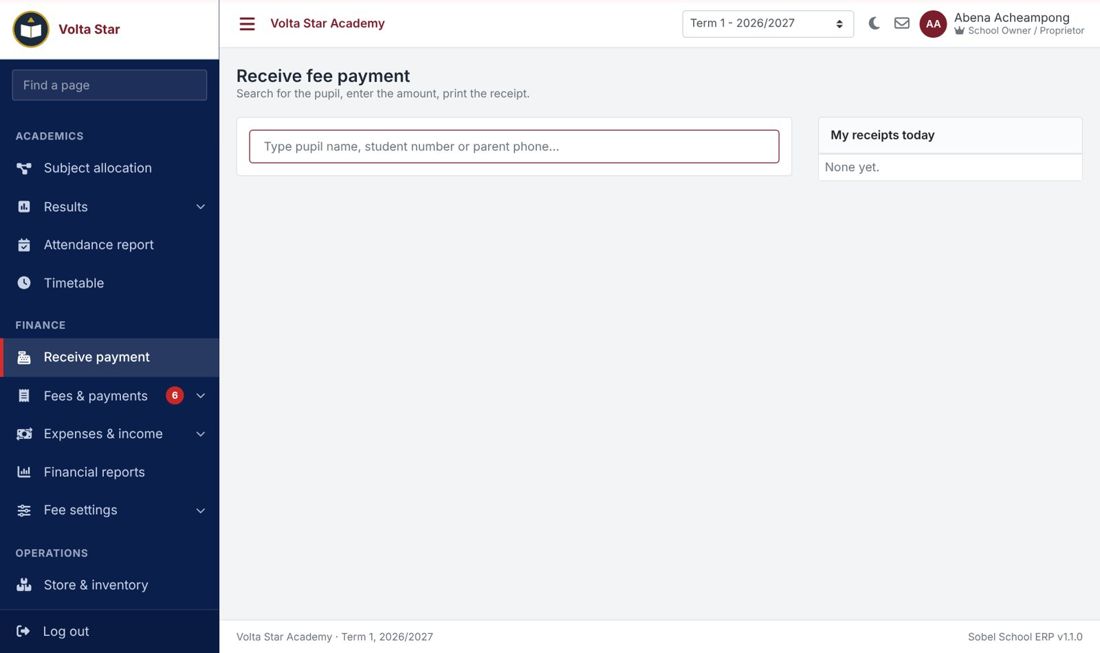 Receiving a fee payment